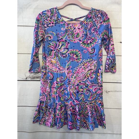 Lilly Pulitzer Girls Dress Size XL 12/14 Light Blue Paisley Print - Picture 1 of 5